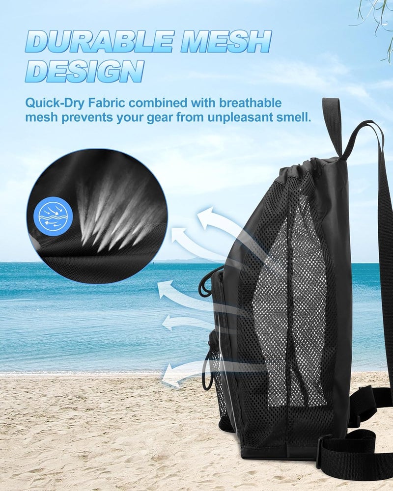 Hoedia Mesh Swim Bag Drawstring Backpack Beach Backpack for Swimming, Pool, Gym, and Workout Gear - Image 3